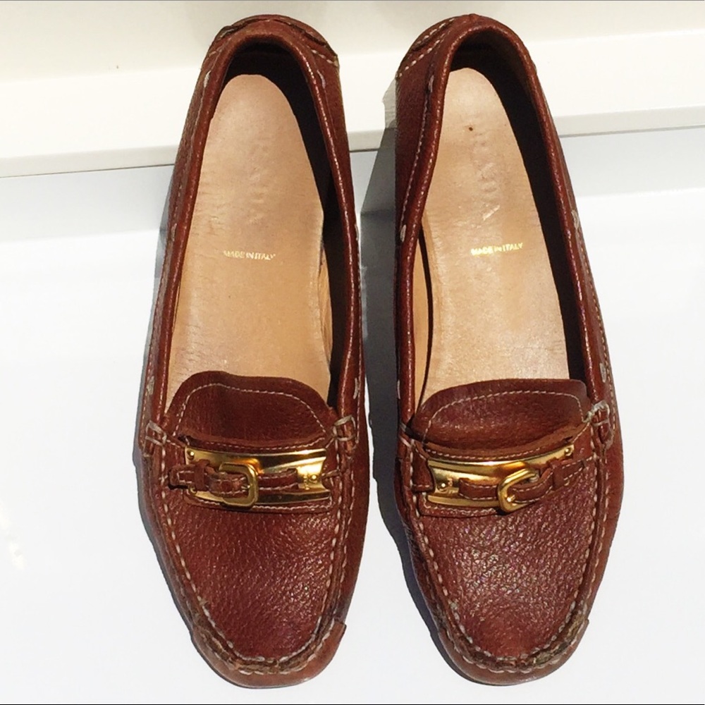 PRADA Leather Driving Tan Loafers size 7